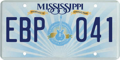 MS license plate EBP041