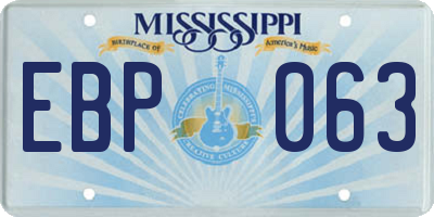 MS license plate EBP063