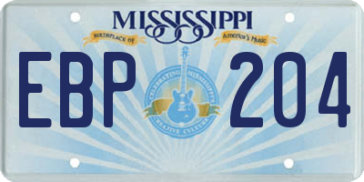 MS license plate EBP204