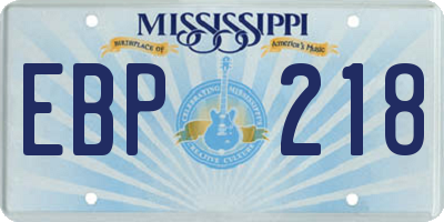 MS license plate EBP218