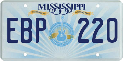 MS license plate EBP220