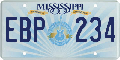 MS license plate EBP234