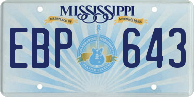 MS license plate EBP643