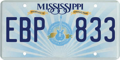 MS license plate EBP833