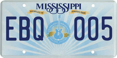 MS license plate EBQ005
