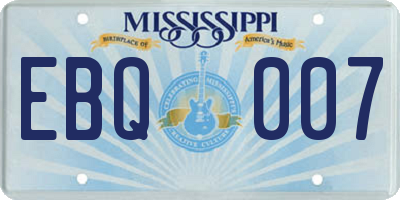 MS license plate EBQ007
