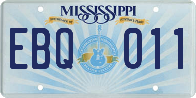 MS license plate EBQ011