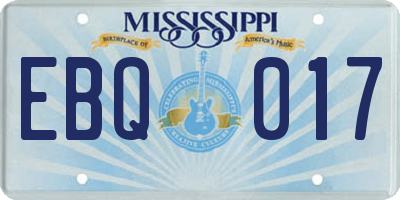 MS license plate EBQ017