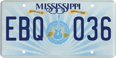 MS license plate EBQ036