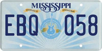 MS license plate EBQ058
