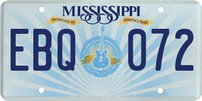 MS license plate EBQ072