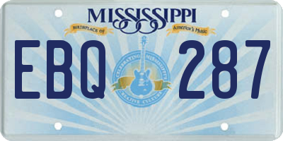 MS license plate EBQ287