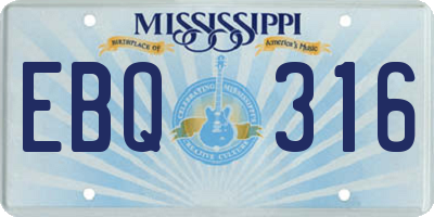 MS license plate EBQ316