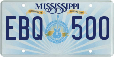 MS license plate EBQ500