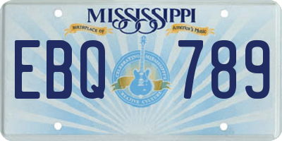 MS license plate EBQ789