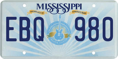 MS license plate EBQ980