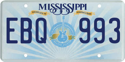 MS license plate EBQ993