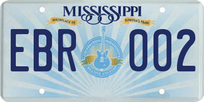 MS license plate EBR002