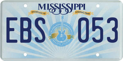 MS license plate EBS053