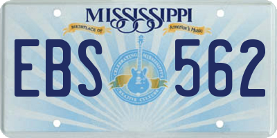 MS license plate EBS562