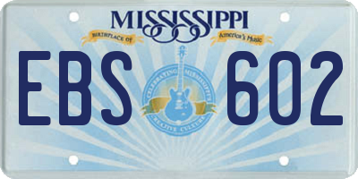MS license plate EBS602