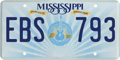 MS license plate EBS793