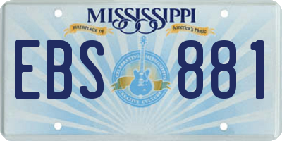 MS license plate EBS881