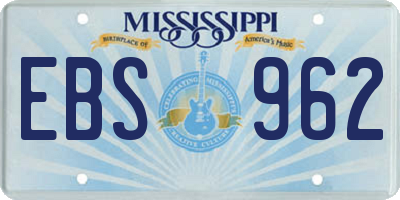 MS license plate EBS962