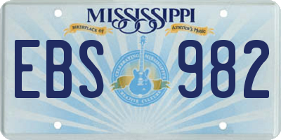 MS license plate EBS982
