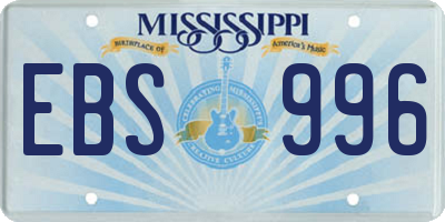 MS license plate EBS996