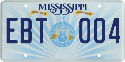 MS license plate EBT004