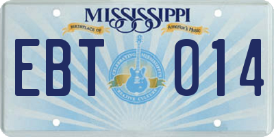MS license plate EBT014
