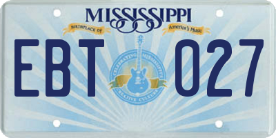 MS license plate EBT027