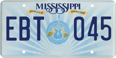 MS license plate EBT045