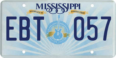 MS license plate EBT057