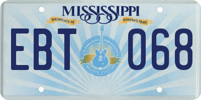 MS license plate EBT068