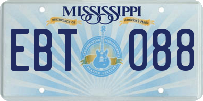 MS license plate EBT088