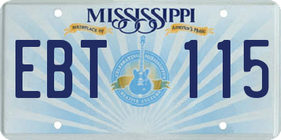 MS license plate EBT115