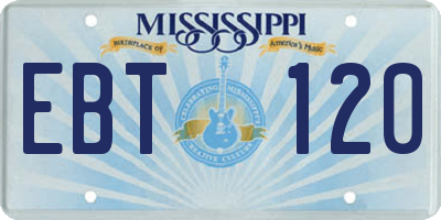 MS license plate EBT120