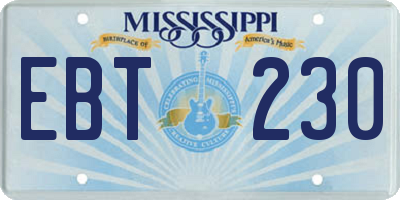 MS license plate EBT230