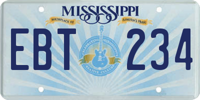 MS license plate EBT234