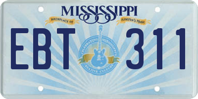 MS license plate EBT311