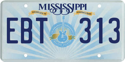 MS license plate EBT313