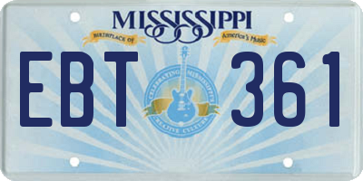 MS license plate EBT361