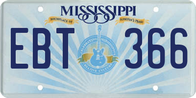 MS license plate EBT366