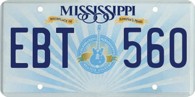 MS license plate EBT560