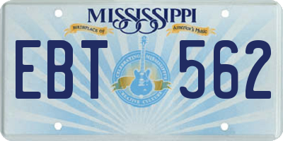 MS license plate EBT562