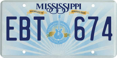 MS license plate EBT674