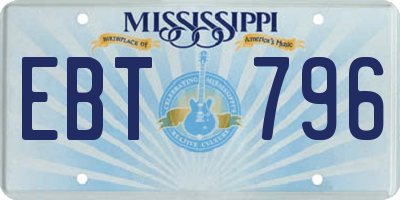 MS license plate EBT796
