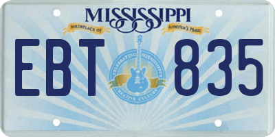 MS license plate EBT835